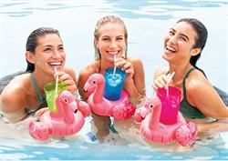 Надувной плавающий держатель напитков (подстаканник) Фламинго Intex 57500 (33х25 см, комплект 3 шт) - фото 54200