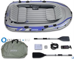 Надувная лодка Intex 68324 4-х местная Excursion 4 Set + насос, весла - фото 56272