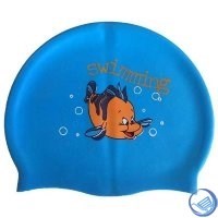 Шапочка для плавания силиконовая с рисунком RH-С30 (голубая) - фото 58526