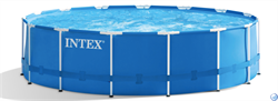 Intex 28242 / Круглый каркасный бассейн (457х122см) + фильтр-насос, лестница, тент, подстилка - фото 59477