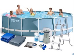 Каркасный бассейн Intex 26732 + фильтр-насос,лестница,тент,подстилка (549х122см) - фото 59494