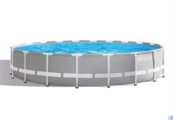 Круглый каркасный бассейн Prism Frame Pool Intex 26756 + фильтр-насос, лестница, настил, тент (610х132) - фото 59506
