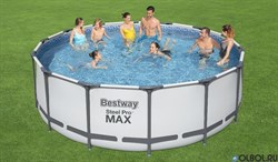 Каркасный бассейн Steel Pro Max Bestway 5612Z + насос-фильтр, лестница, тент (488х122) - фото 62054