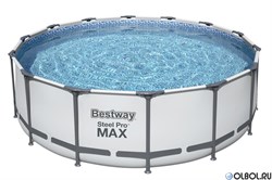 Каркасный бассейн Steel Pro Max Bestway 5612Z + насос-фильтр, лестница, тент (488х122) - фото 62057