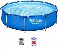 Каркасный бассейн Steel Pro Frame Pool Bestway 5612E +фильтр-насос  (396х84см) - фото 62144