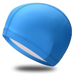 Шапочка для плавания ПУ одноцветная (Голубой) B31516-0 - фото 62225