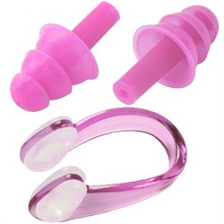 Комплект для плавания беруши и зажим для носа (розовые) C33423-2 - фото 62285
