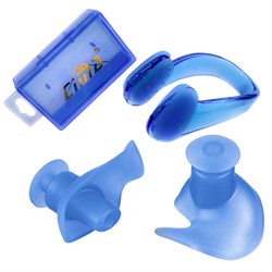 Комплект для плавания беруши и зажим для носа (синие) C33425-1 - фото 63443