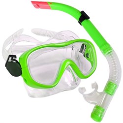 E33109-2 Набор для плавания юниорский маска+трубка (ПВХ) (зеленый) - фото 64005