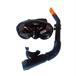 E39245-4 Набор для плавания юниорский маска+трубка (ПВХ) (черный ) - фото 64011