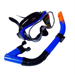 E39247-1 Набор для плавания взрослый маска+трубка (ПВХ) (синий) - фото 64016