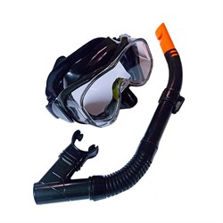 E39247-4 Набор для плавания взрослый маска+трубка (ПВХ) (черный) - фото 64019
