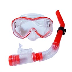 E39248-2 Набор для плавания взрослый маска+трубка (ПВХ) (красный) - фото 64021