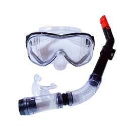 E39248-4 Набор для плавания взрослый маска+трубка (ПВХ) (черный) - фото 64023