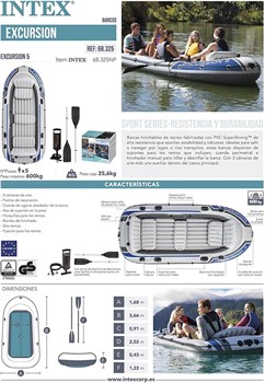 Надувная лодка Intex 68325 5-ти местная Excursion 5 Set + насос и весла - фото 66324