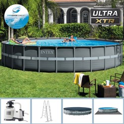 Каркасный бассейн Ultra XTR Frame Intex 26330 + песочный фильтр насос 7900 л/ч, лестница, тент, подстилка (549х132) - фото 67008