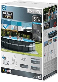 Каркасный бассейн Ultra XTR Frame Intex 26330 + песочный фильтр насос 7900 л/ч, лестница, тент, подстилка (549х132) - фото 67020