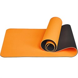 Коврик для йоги ТПЕ 183х61х0,6 см (оранжево/черный) E33581 - фото 74880