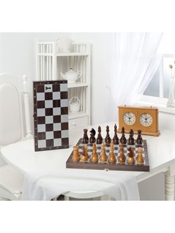 Шахматы походные деревянные с венге доской, рисунок серебро 188-18 - фото 74891