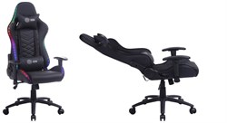 Кресло игровое Cactus CS-CHR-0099BL цвет: черный, RGB подсветка, обивка: эко.кожа, крестовина: металл пластик черный - фото 75053