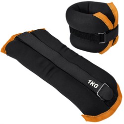 HKAW101-C Утяжелители "ALT Sport" (2х1,0кг) (нейлон) в сумке (черный с оранжевой окантовкой) - фото 77441