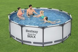 Bestway 5618W / Круглый каркасный бассейн Steel Pro MAX  +насос фильтр, лестницы (396х100) - фото 79517