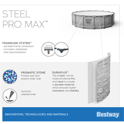 Bestway 5619E / Круглый каркасный бассейн Steel Pro MAX + насос фильтр, лестница, тент (488х122см) - фото 79610