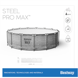 Bestway 5619D / Круглый каркасный бассейн Steel Pro MAX + насос фильтр, лестница, тент (4.27х1.22см) - фото 79740