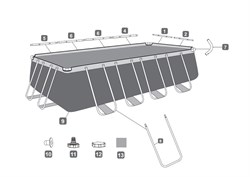 Прямоугольный каркасный бассейн Bestway 56671 + песочный фильтр-насос, лестница, тент  (488х244х122) - фото 80900