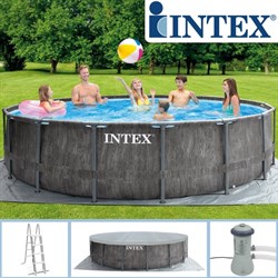 Intex 26742 / Каркасный бассейн Intex Greywood Prism Frame / 457х122см / + фильтр-насос (3785 л/ч)+лестница+тент+подстилка - фото 82504