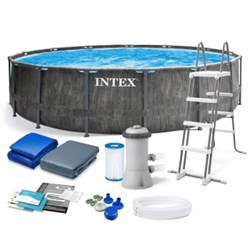 Intex 26742 / Каркасный бассейн Intex Greywood Prism Frame / 457х122см / + фильтр-насос (3785 л/ч)+лестница+тент+подстилка - фото 82507