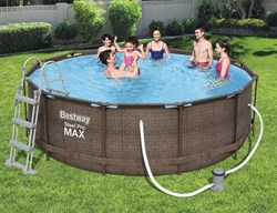 Каркасный бассейн на опорах Ротанг Deluxe Set Bestway 56709 + фильтр-насос, лестница (366х100см) - фото 84246