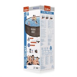 Каркасный бассейн на опорах Ротанг Deluxe Set Bestway 56709 + фильтр-насос, лестница (366х100см) - фото 84249