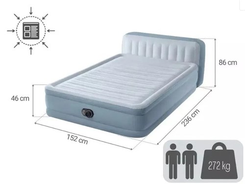 Надувная двуспальная кровать Intex 64450со спинкой, вст. насос 220v (152Х236Х86) - фото 85924