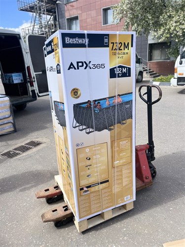 Bestway 561KG / Каркасный прямоугольный бассейн - "APX" 365  /732х366х132см / + песч.фил-нас, лестн, тент, полисферы - фото 85983