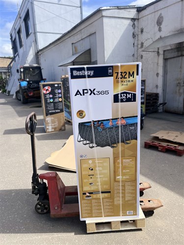 Bestway 561KG / Каркасный прямоугольный бассейн - "APX" 365  /732х366х132см / + песч.фил-нас, лестн, тент, полисферы - фото 85985