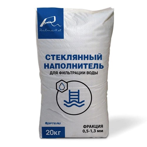 Песок стеклянный Poolmarket фр. 0,5-1,3 мм, 20 кг - фото 86195