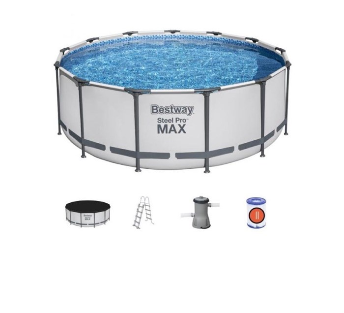 Bestway 5618W / Круглый каркасный бассейн Steel Pro MAX  +насос фильтр, лестницы (396х100) 24454