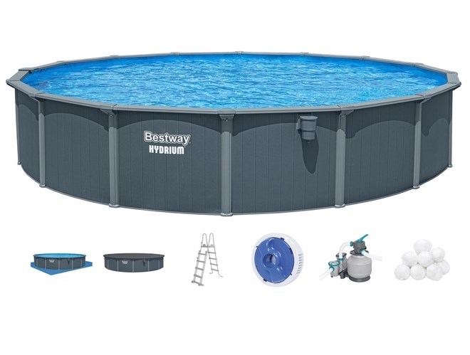 Bestway 561RP Бассейн со стальными стенками Hydrium 732x132см + песч.фил.-нас., тент, подст, лестн. скиммер, 25227