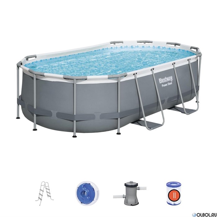 Каркасный бассейн на опорах Power Steel Bestway 56620 + фильтр-насос, лестница ( 427х250х100) 56620