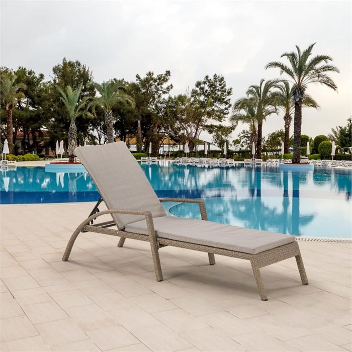 Шезлонг-лежак плетеный A30B2-W56 Light Brown с матрасом 25918