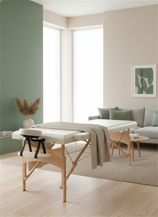 Массажный стол DFC NIRVANA, Optima, дерев. ножки, цвет кремовый (Cream) TS20110S_C / 186х60х84 см 16964