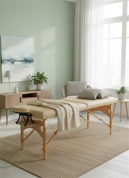 Массажный стол DFC NIRVANA, Relax Pro , дерев. ножки, цвет бежевый (Beige) TS3021_B2 / 219х91х84 см 16971
