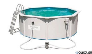 Каркасный бассейн круглый со стальными стенками BestWay 56571 + фильтр-насос, лестница, скиммер  (360х120)