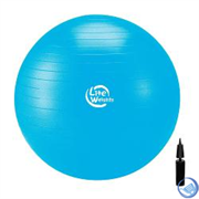 Мяч гимнастический 1867LW (75см, антивзрыв, с насосом, голубой)