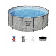Bestway 5619D / Круглый каркасный бассейн Steel Pro MAX + насос фильтр, лестница, тент (4.27х1.22см)