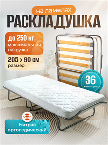 Раскладушка Персона премиум класса  с ортопедическим матрасом (205x90x40см) 11326