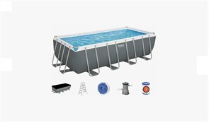 Прямоугольный каркасный бассейн Bestway 56670 + насос, лестница, тент  (488х244х122) 56670