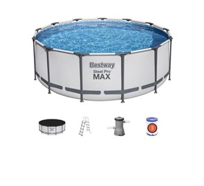Bestway 5618W / Круглый каркасный бассейн Steel Pro MAX  +насос фильтр, лестницы (396х100) 24454