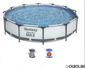 Бассейн каркасный  Steel Pro MAX Bestway 56416 + фильт насос (366х76см) 56416